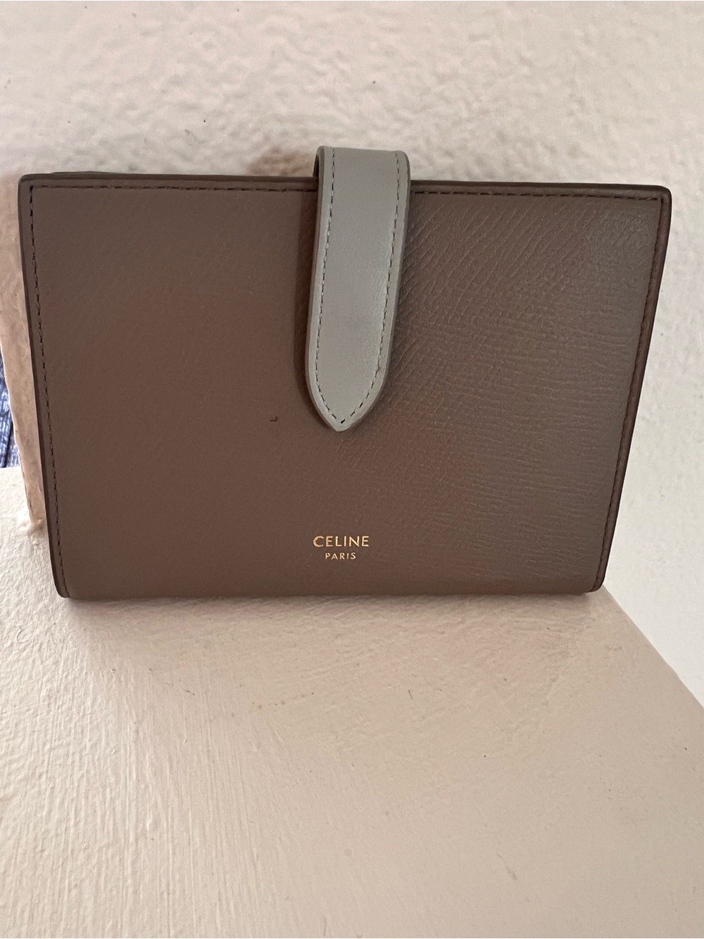 Celine Two-Tone Brown and Light Gray Leather Wallet